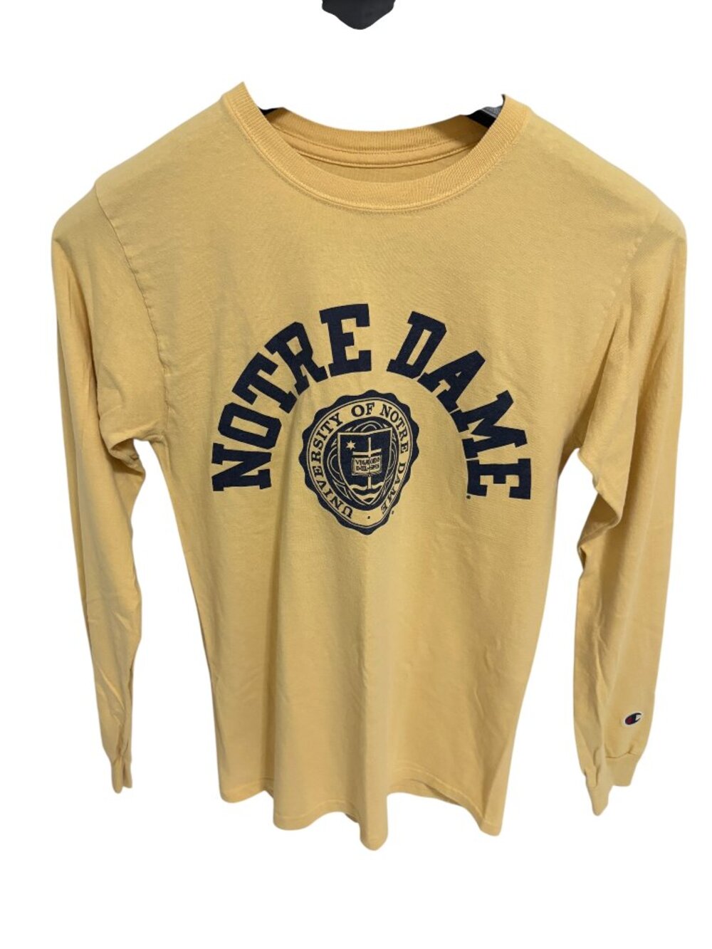 Notre Dame Fighting Irish Football LS Shirt Size Small Champion Vintage Gold